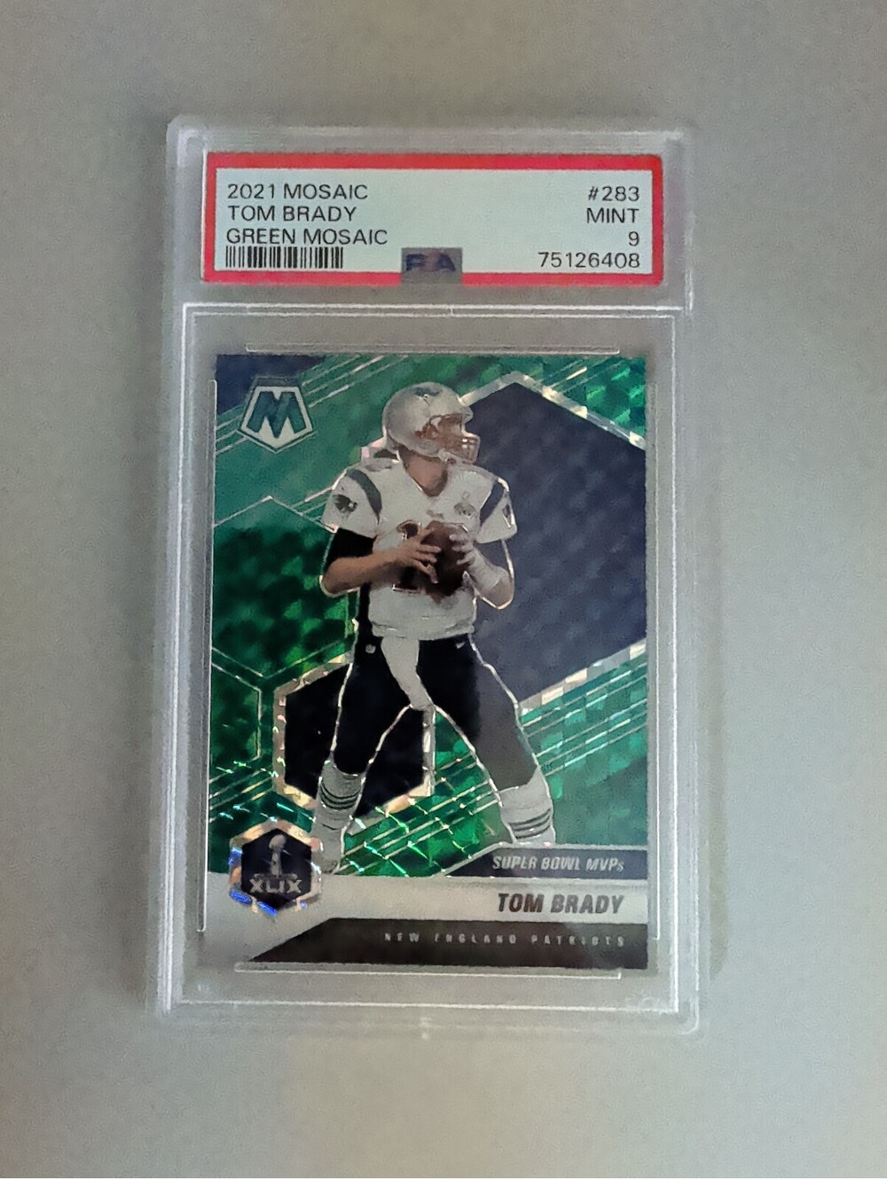 2021 Mosaic Tom Brady Green Mosaic Football Trading Card PSA 9 Mint